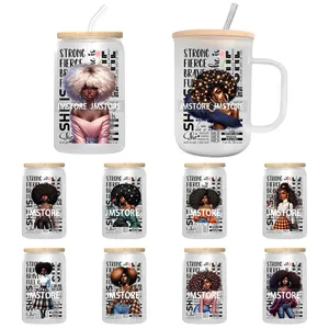 Pegatinas DTF UV <span class=keywords><strong>de</strong></span> Moda para Mujer, Diseño Girl Power, Listas para Aplicar, Duraderas, para Vasos <span class=keywords><strong>de</strong></span> Vidrio <span class=keywords><strong>de</strong></span> 16 oz - Product Image 1