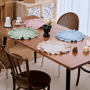 Mantel Individual de Cuero Ecológico con Borde de Hoja de Loto de Color Sólido, Estilo Coreano Minimalista, Decoración para Restaurante Occidental, Personal - Product Image 2