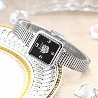 DENVOSI Cyber Celebrity Camélia Petit boîtier en alliage d'acier inoxydable 3BAR Mouvement à quartz étanche Petit cadran Petite lumière Luxe