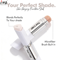 Fond de teint stick matifiant et changeant de couleur, sans logo, crème et pinceau 2-en-1, accepte logo personnalisé