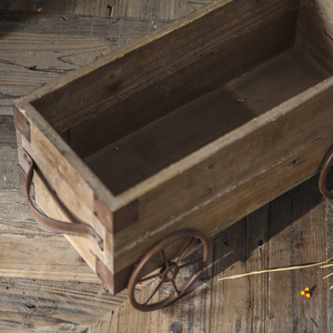 Rustik tarzı yaratıcı ev eski çiftlik dekorasyon ahşap ve Metal <span class=keywords><strong>Handcart</strong></span> raf balkon çiçek rafı - Product Image 6
