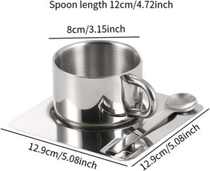 Modern Stainless Steel 304 Coffee <b>Cup</b> <b>Set</b> with Mixing Spoon and Plate Eco-Friendly Reusable High Quality Milk & <b>Tea</b> <b>Cup</b> - Product Image 5