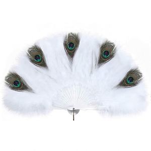 Éventail en plumes d'autruche teintes en gros pour la danse, 100 pièces MOQ, cadeau de fête de Noël, durable et tendance - Product Image 2