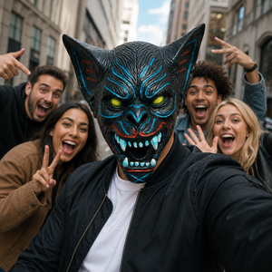 Máscara de Demonio de <span class=keywords><strong>Cara</strong></span> Completa, Realista, de Látex, Divertida, con Colmillos y Ojos Brillantes, para Halloween, Cosplay, Fiestas, Accesorios Personalizados - Product Image 3