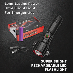 Lampe torche LED rechargeable Kampday 30W, super lumineuse, en alliage d'aluminium blanc, avec marteau de sécurité, charge USB, indice de protection IP65 - Product Image 3