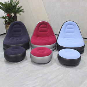 <b>Inflatable</b> Lounge Chair for Adults Portable Folding <b>Inflatable</b> Blow Up Couch with Foot Stool Lazy Flocking Recliner Chair - Product Image 5