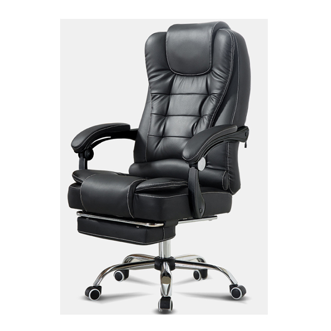 Large and large executive desk PU leather rotating chair boss office chair with footrest