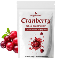 Poudre de fruits de canneberge entiers AegleWell, poudre de canneberge pure à base de plantes 300g, poudre de fruits de canneberge OEM Marque privée