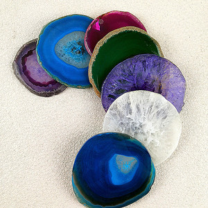 Fette di tavolo leggero in agata lucidata sfusa cristalli curativi pietre di <span class=keywords><strong>Geode</strong></span> decorazioni da tavolo in agata irregolare colorata - Product Image 5