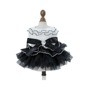Pet Dog Tutu Dress Black <b>White</b> <b>Lace</b> Tulle Skirt With Bow Wedding Style Four Seasons Apparel - Product Image 5