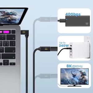 1m usb4 4.0 <span class=keywords><strong>90</strong></span> độ khuỷu tay Loại-C nam cho nữ cáp mở rộng 8k60hz sét đa chức năng 240W 5A 40V sạc nhanh - Product Image 4