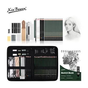 Xinbowen Professional 43Pcs Art Set Drawing Pencils Kit Sketching Charcoal Pencil Sharpener Sketch Pad With Black Bag