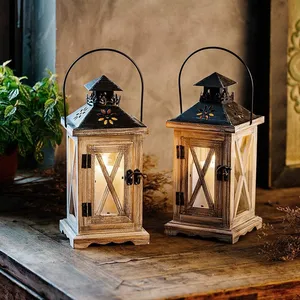 Popular Wooden Candle Lantern Vintage Home Decor Candle Holders Wedding decorative lantern candle holder