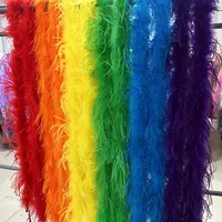 Boa de plumes d'autruche teintes naturellement de 2 verges, 1 pli, pour décoration de mariage, carnaval, vêtements, robes, châles, couture, écharpes moelleuses