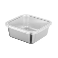 Boîte de conservation alimentaire carrée en acier inoxydable avec couvercle, boîte à repas pour portionnement, boîte de conservation des échantillons, récipient de conservation de la fraîcheur