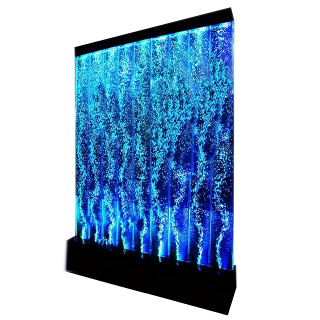 Living Room Home Decor Contemporary Floor-Standing Transparent Acrylic Bubble Wall Panel Indoor RGB LED Waterfall Fountain