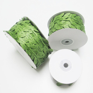 Ruban gaufré feuille verte Danqi Flower Industry 20 40 60m, imitation soie, pour décoration intérieure et accessoires de photographie - Product Image 1
