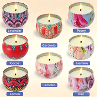 Bougie parfumée en cire de soja en boîte de 4,4 oz pour une ambiance romantique en intérieur avec arôme d'huile essentielle végétale, parfum léger, faite à la main