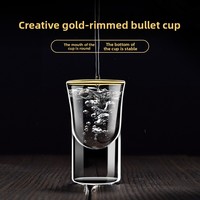 Verre à shot en verre, bord doré, 15 ml, coupe B52, pour whisky et liqueur, design simple