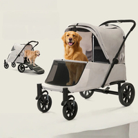 Poussette pour grand chien, capacité 60 kg, cadre en acier carbone robuste, pliable en un clic, chariot pour animaux de compagnie pour plusieurs animaux avec rampe d'accès, pour l'extérieur