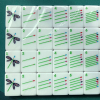 Tuiles de Mahjong Américaines d'Art Populaire Bohème, Base Blanche, Peintes à la Main sur Mesure, Motifs Coccinelle, Libellule et Floraux pour Jeux de Table et Loisirs