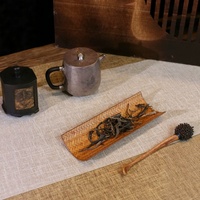 Cuillère à thé artisanale en bambou tressé, outil de cérémonie du thé chinois, tissage en chevrons, cuillère à mesurer concave, accessoire de Gongfu