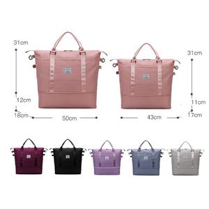 Bolso de gimnasio de poliéster personalizado para mujer, bolsa de expansión escalable, 6 colores, 2 tamaños, impermeable, Rosa - Product Image 2