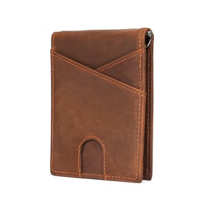 Para Klipsi ile İnce Cüzdan RFID Engelleyici Minimalist İki Katlı Erkek Cüzdanı Hakiki Deri Ön Cep Kartlık - Product Image 2
