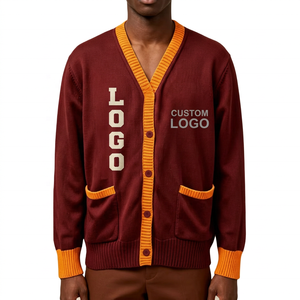 Winter School College Varsity Knit Acrylic Thick Double Breasted Breathable Quick Dry <b>Cardigan</b> Sweater Embroidered University - Product Image 1
