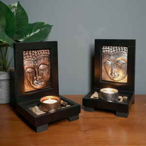 Portavelas de Estatua de Buda TGA13, resina de estilo budista del sudeste asiático, artesanías de decoración del hogar inspiradas en <span class=keywords><strong>Zen</strong></span> - Product Image 1