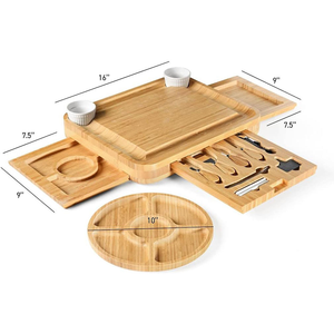 صينية خدمة شائعة ، سكين ، لوح طعام من الخيزران المطبوخ مع هدية من الفولاذ المقاوم للصدأ للاستخدام المنزلي - Product Image 2