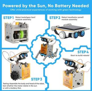 Kit <span class=keywords><strong>Robot</strong></span> Fai-da-Te 13-in-1 a Energia Solare, Giocattolo Educativo Scientifico per Bambini, <span class=keywords><strong>Robot</strong></span> Trasformabile STEM, Regalo Ideale per Ragazzi - Product Image 2