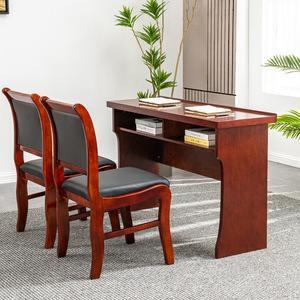 Table de conférence Han Guo avec ensemble de chaises, placage en bois massif, bureau de réunion pour salles de formation - Product Image 1