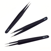 Kit de 3 pinces à épiler ESD polies de qualité supérieure, antistatiques, en acier inoxydable, pour réparation professionnelle (vente en gros)