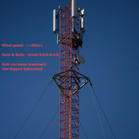 Torre de Telecomunicaciones de Acero Galvanizado de 60 m con Cables de Soporte Triangulares para Microondas y Telefonía Celular