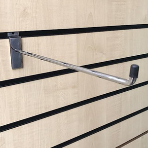 Slatwall đá đen bảng điều khiển Hội Đồng Quản trị móc phụ kiện duy nhất <span class=keywords><strong>prong</strong></span> cửa hàng bán lẻ hiển thị kim loại Chrome móc 90 độ móc cho siêu thị - Product Image 5