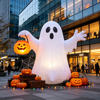 Dekorasi Hantu Halloween yang Memegang Ember Labu, Terbuat dari Kain Oxford, untuk Pesta di Halaman Luar Ruangan, Acara, dan Pajangan Taman