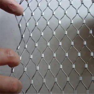 Wire Rope Fence Mesh SS316 Ferrule Diamond Flexible Inox Stainless Steel Wire Cable Net Rope Mesh For Stair Railing Balustrade Zoo Aviary Fence