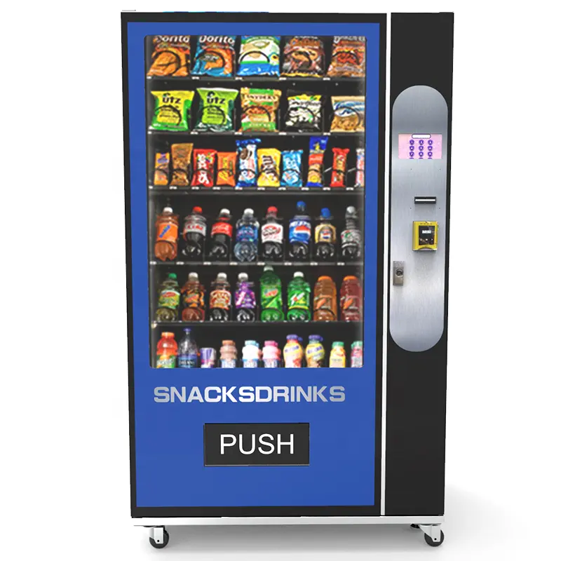 Máquina de venda automática de lanches totalmente automática para negócios ao ar livre, autoatendimento de alimentos frescos e bebidas