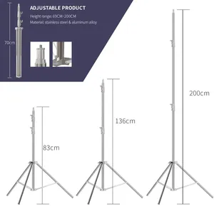 プロ仕様 2m ステンレス製 撮影用カメラライトスタンド三脚 - Product Image 5