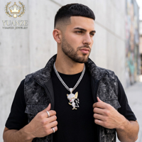 Pendentif Hip Hop en Argent S925 avec Moissanite, Collier Personnage de Dessin Animé Entièrement Pavé de Moissanite pour Hommes, Bijoux de Rappeur