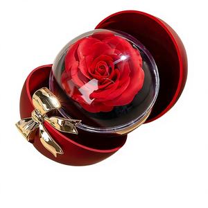 Caja de Anillos de Compromiso con Doble Sorpresa y Rosa Eterna, Caja de Anillos de Joyería con Lazo Novedoso para Boda, Caja de Regalo de Anillos para el Día de San Valentín - Product Image 1