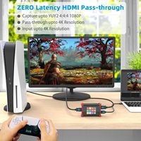 Honcam Carte de capture vidéo avec carte de capture audio 4K 1080P 60FPS Video Recorder Stream Deck pour Switch PS4 PS5 Xbox