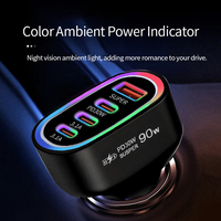 Autolader 4-in-1 aansteker sigarettenaansteker stijlvolle LED G auto 90W 4 poorten PD30W QC3.0 supersnel opladen fabrieks OEM ODM