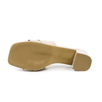 Nouvelles pantoufles de luxe sexy pour femme à talons hauts et épais, avec dessus en diamant artificiel à grosses particules en forme de C A-SH-052