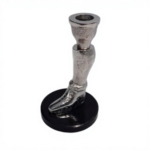 Aluminium Decorative Candlestick Candle <b>Stand</b> Stylish Horse Rider <b>Boot</b> Pillar Style Candle Holder With Base Home Decoration - Product Image 1