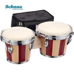 Tambores <span class=keywords><strong>Bongo</strong></span> de Madera de Tilo de 7+8 Pulgadas con Rayas de Colores, Directo de Fábrica, Tambores de Percusión Manual de Madera de Tilo con Bolsa, Instrumentos de Percusión - Product Image 1