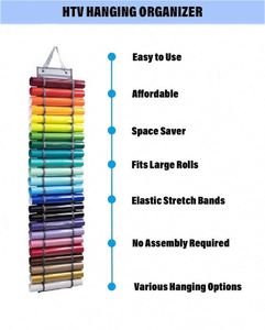 Roll Holder with 60 Compartments and Keeper with Door <b>Hooks</b> and Strap Clear Vinyl Organizer Holder Wall Mount for Home Craft - Product Image 3