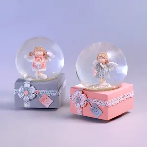 定制圣诞礼物生日纪念品音乐盒可旋转树脂玻璃天使雪球