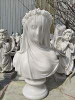 Sculpture d'art naturelle en marbre blanc grandeur nature, Buste de dame voilée, Giovanni Strazza, Vierge voilée, sculptures et gravures sur pierre